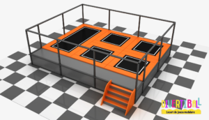Loc de joacă cu parc de trambuline – DBT-01 – 7,50 m x 5,00 m x 2,50 m (Llh) (2)