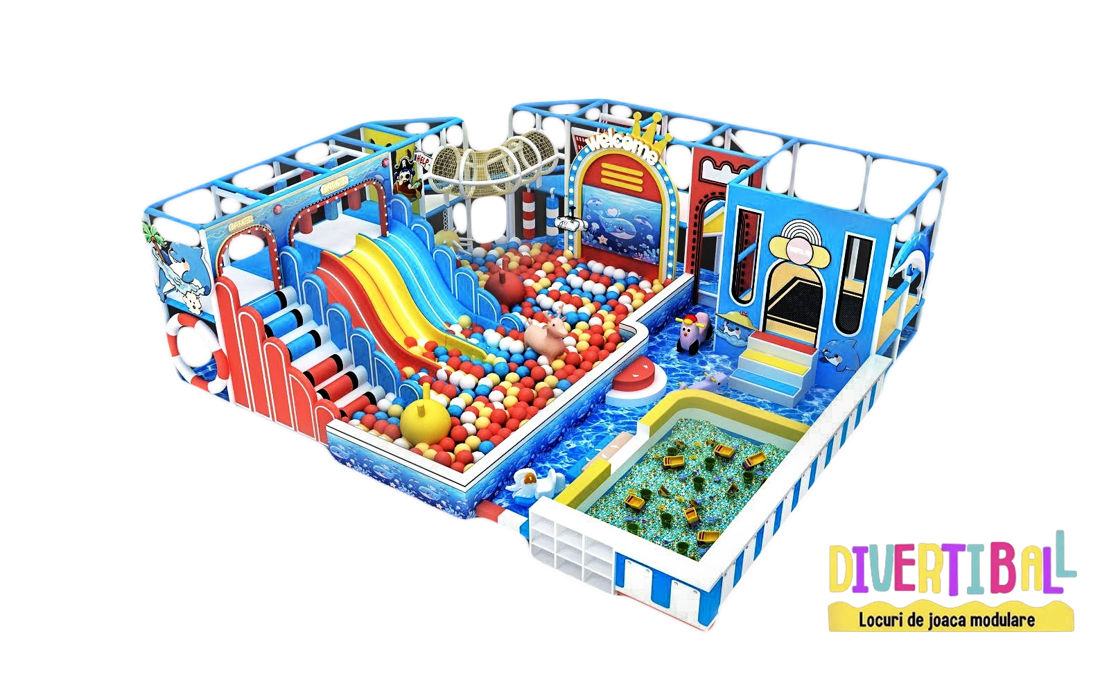 Producator locuri de joaca modulare de interior pentru copii – Amenajare completa loc de joaca modular – DBC02 1.1 Amenajare completă loc de joacă modular – DBC02-1.1