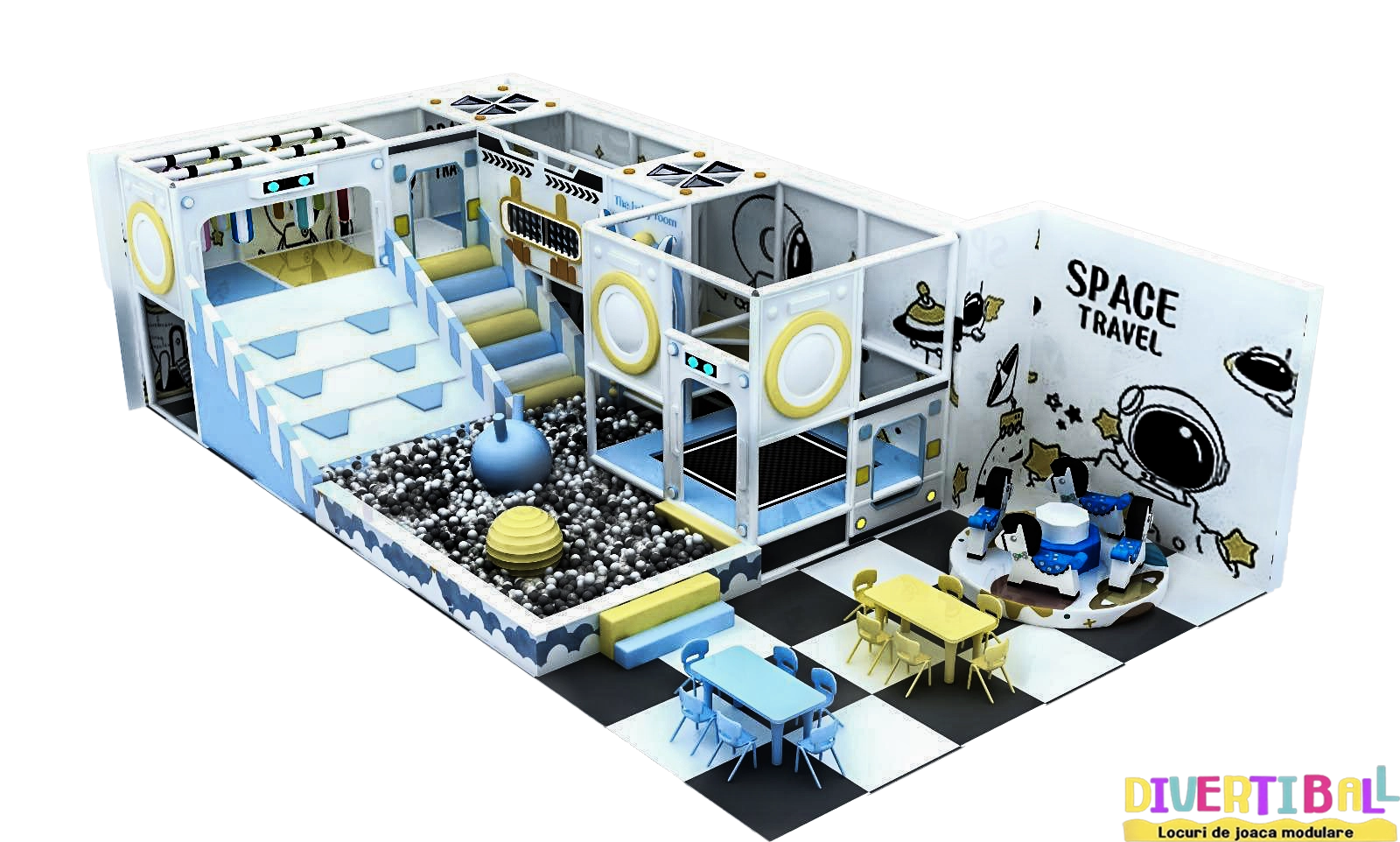 Amenajare completă loc de joacă modular – Space Travel – DBC05