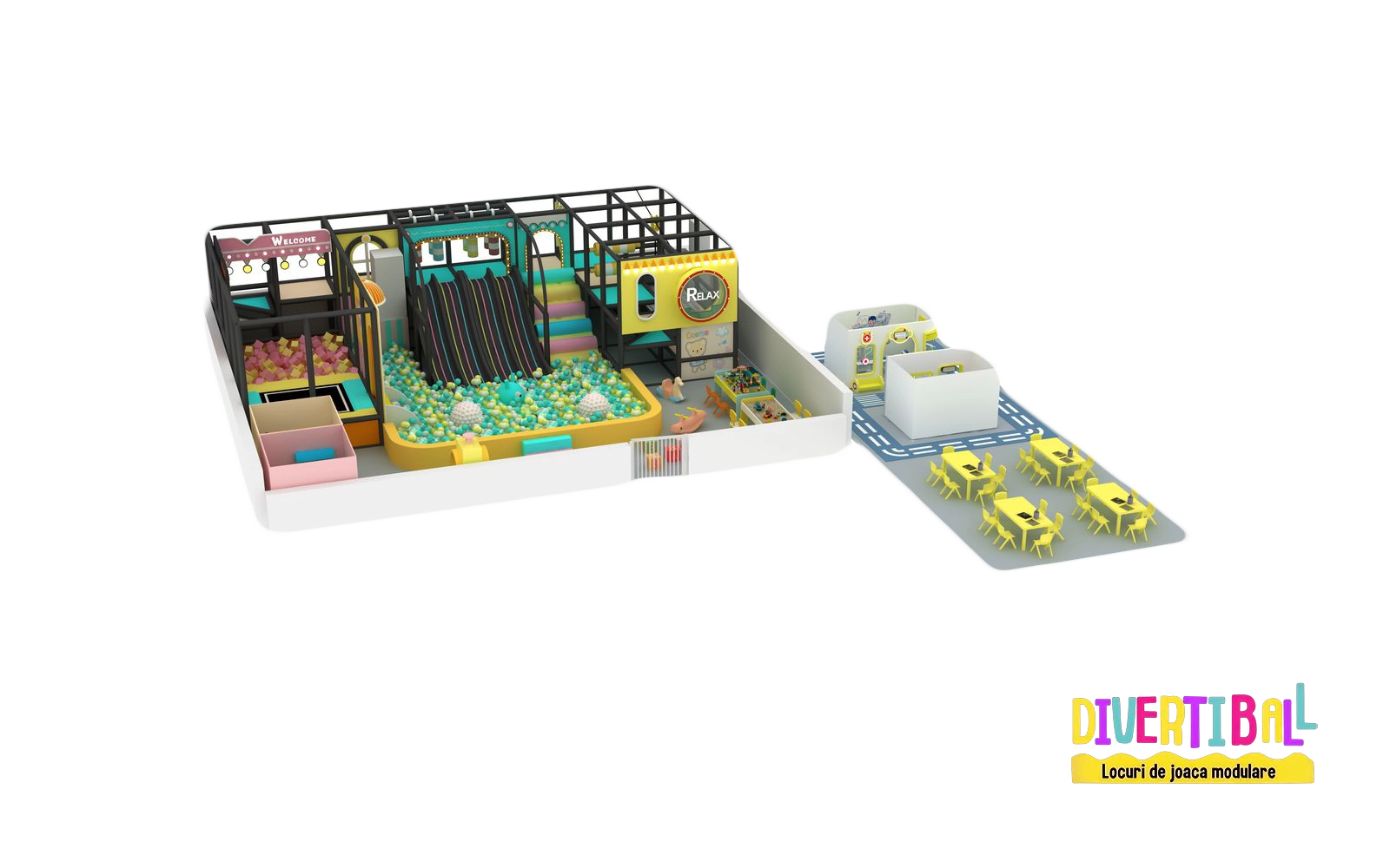 Amenajare completă loc de joacă modular – Temă Super Slide – DBC06 1.1 Amenajare completă loc de joacă modular – Temă Super Slide – DBC06 1.1