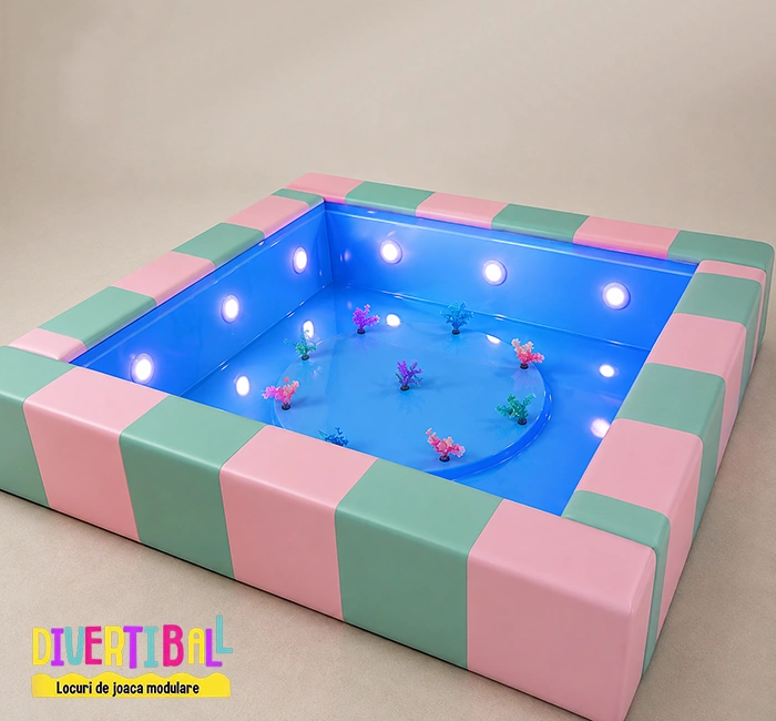 Piscină cu apă și LED-uri 200 x 200 x 40 cm